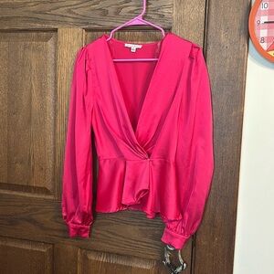 Haute Monde Vibrant Fuchsia Wrap Blouse